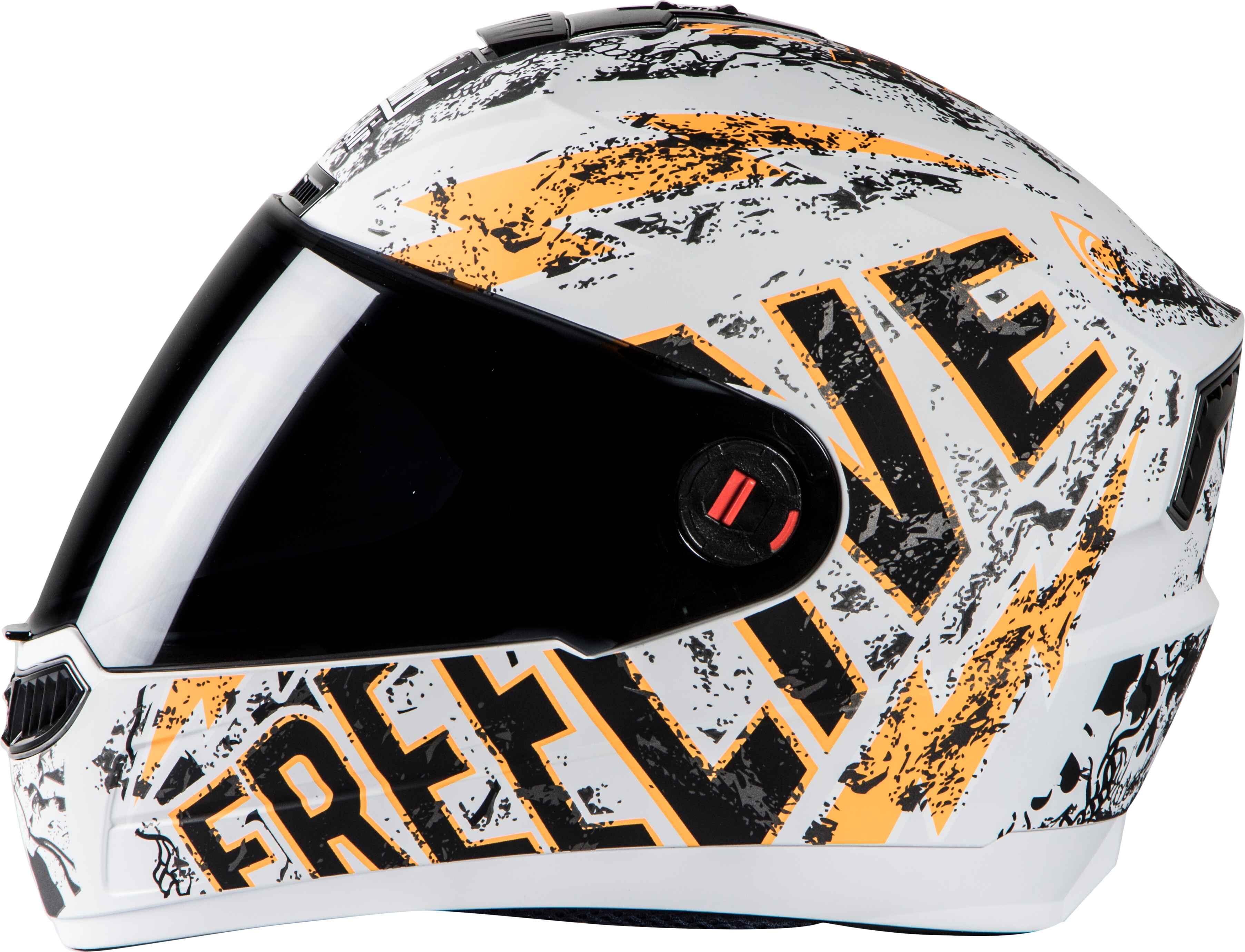 Steelbird Air Free Live Mat White With Orange ( Fitted With Clear Visor Extra Smoke Visor Free)